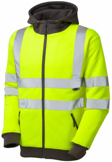 Leo Saunton Hooded Sweatshirt Hi-Vis Yellow - Vêtements de travail - Vêtements de travail grandes tailles