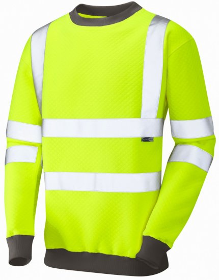 Leo Winkleigh Crew Neck Sweatshirt Hi-Vis Yellow - Vêtements de travail - Vêtements de travail grandes tailles