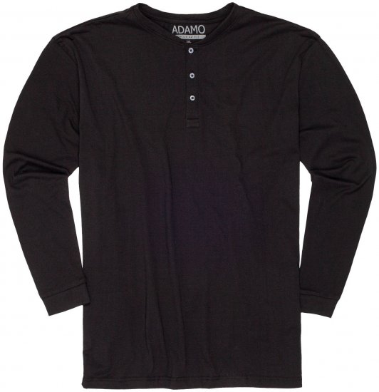 Adamo Sven Regular fit Serafino Long sleeve T-shirt Black - T-shirts - T-shirts Homme Grande Taille