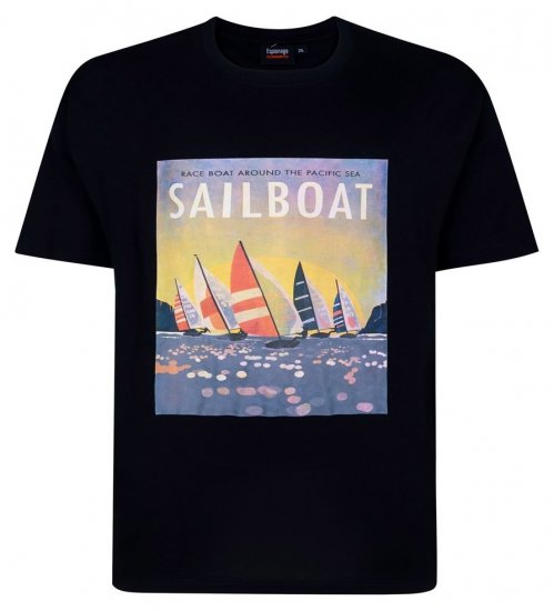 Espionage T459 Sailboat T-shirt imprimé bleu marine - T-shirts - T-shirts Homme Grande Taille