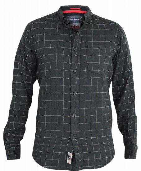 D555 Taylor Long Sleeve Shirt Charcoal - Chemises - Chemises Grandes Tailles Hommes