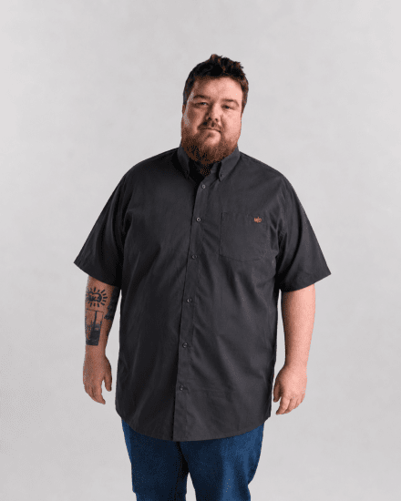 Motley Denim Zagreb Chemise manches courtes Anthracite - Chemises - Chemises Grandes Tailles Hommes