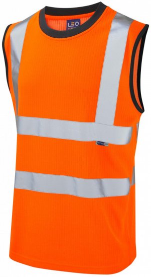 Leo Ashford Comfort Sleeveless T-shirt Hi-Vis Orange - Vêtements de travail - Vêtements de travail grandes tailles