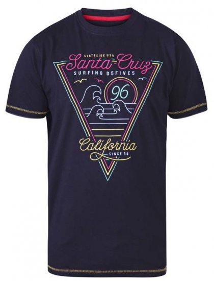 D555 Valley Santa Cruz Crew Neck Printed T-Shirt Black - T-shirts - T-shirts Homme Grande Taille