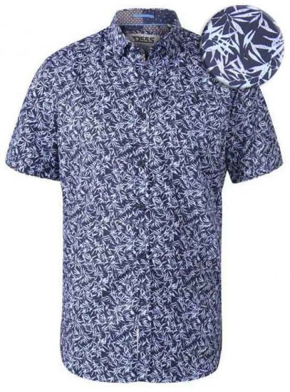 D555 Walpack Hawaiian Ao Print Short Sleeve Shirt Blue - Chemises - Chemises Grandes Tailles Hommes