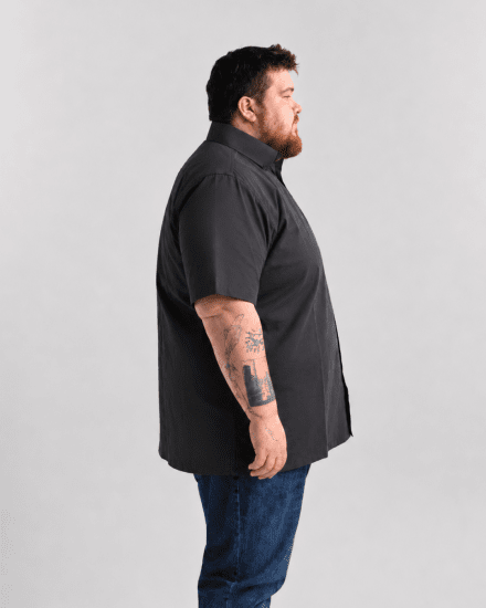 Motley Denim Zagreb Chemise manches courtes Anthracite - Chemises - Chemises Grandes Tailles Hommes