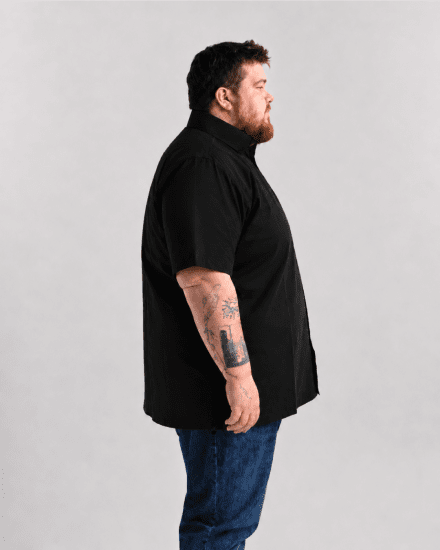 Motley Denim Zagreb Chemise manches courtes Noir - Chemises - Chemises Grandes Tailles Hommes